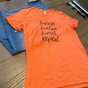 •NWOT Orange Graphic Tee with Black Writing